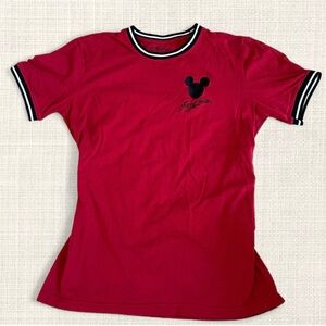 Disney Mickey Mouse Red Ringer Tee | Organic Cotton | Size Small